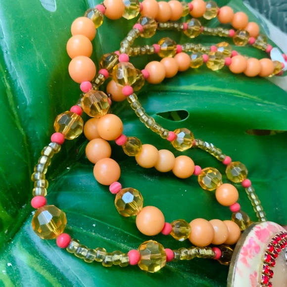 HANDMADE VINTAGE HYACINTH SWAROVSKI CRYSTAL/STONE PENDANT STATEMENT NECKLACE - Picture 9 of 12